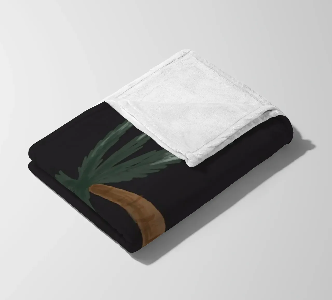 Coastal boho palm tree minimalist black tropical watercolor fleece blanket by This Wild Soul - Illustration