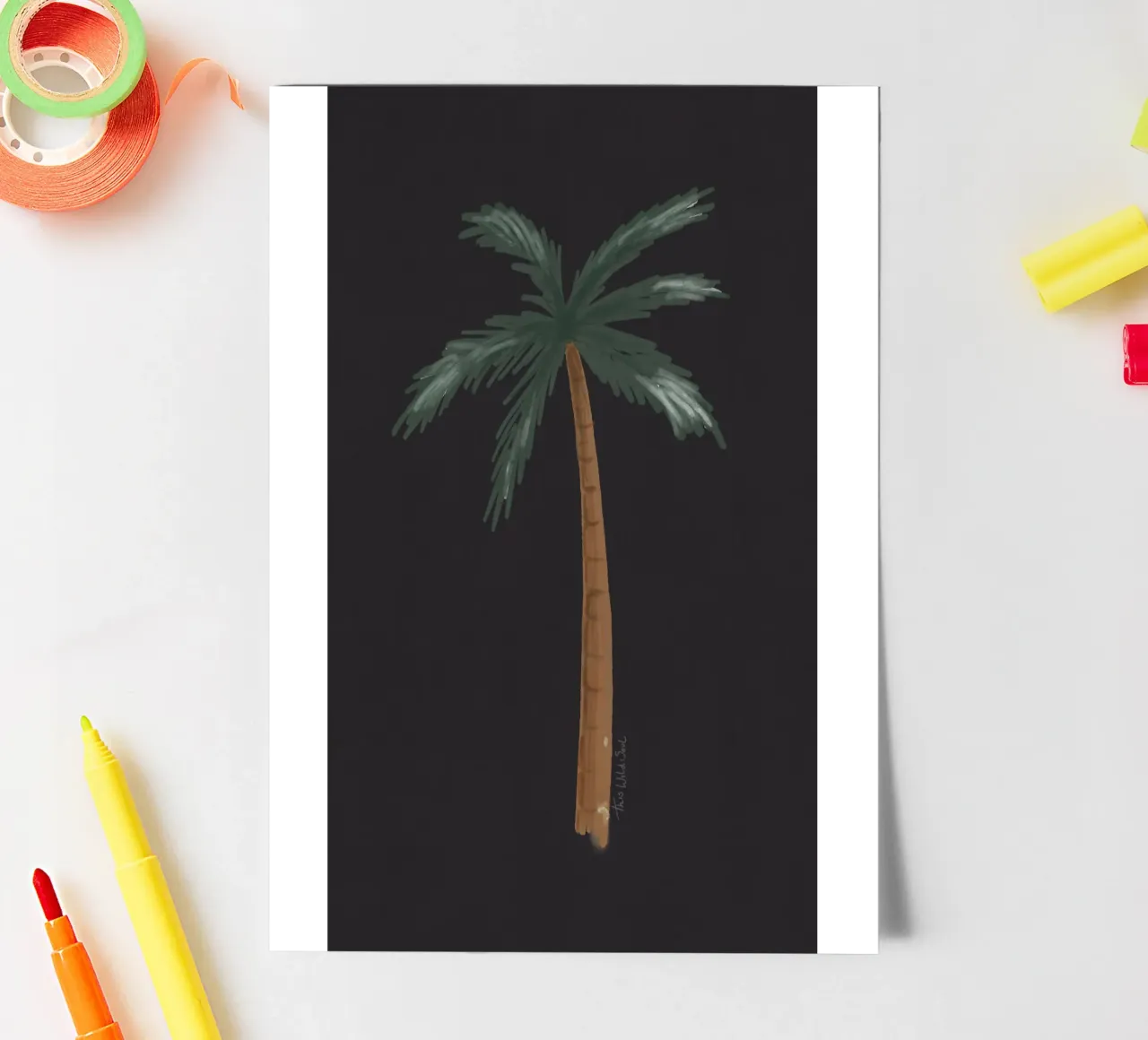 Palma boho costiera minimalista nera tropicale acquerello foglio adesivo da This Wild Soul - Illustration