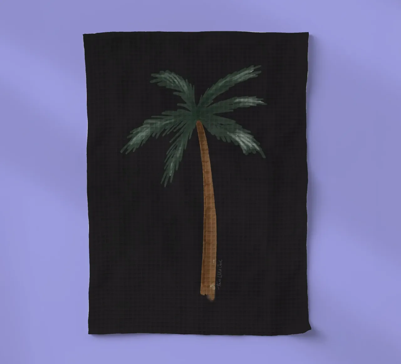 Aquarelle littorale boho palmier minimaliste noir tropical torchon de This Wild Soul - Illustration