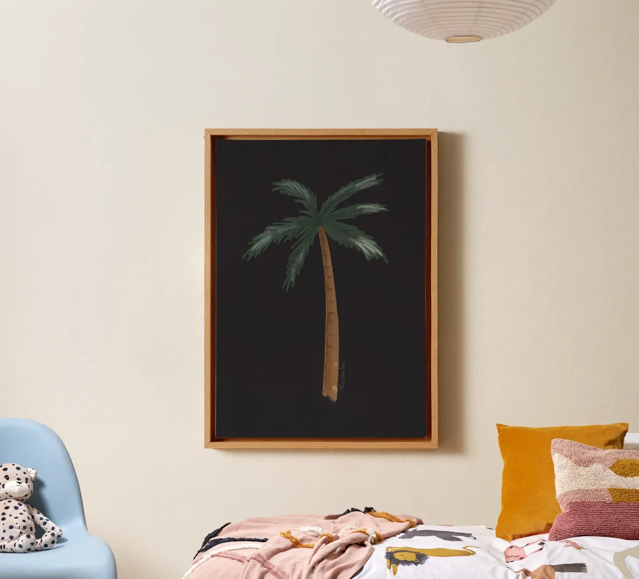 Kust boho palmboom minimalistisch zwart tropisch aquarel canvas van This Wild Soul - Illustration