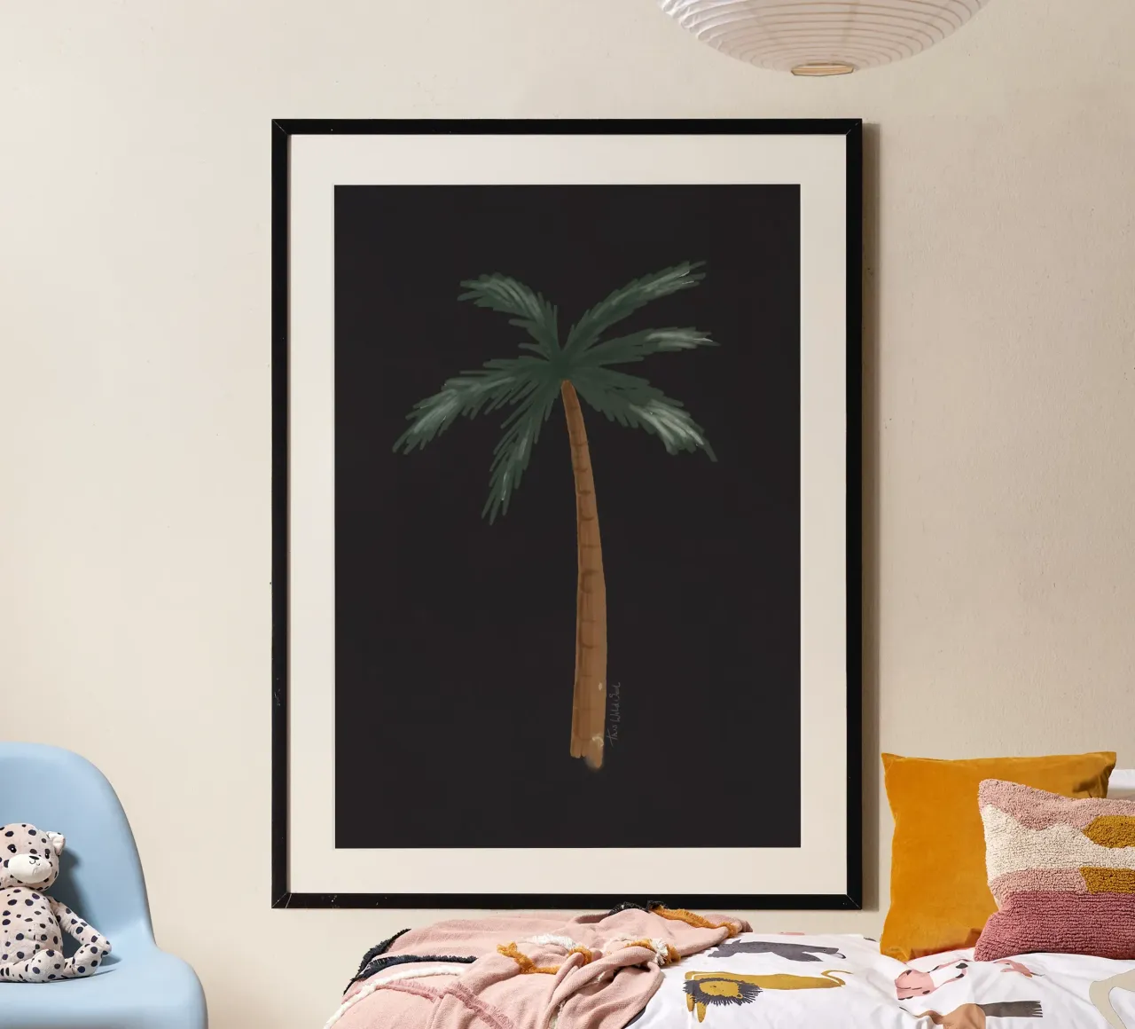 Coastal boho palm tree minimalist black tropical watercolor hahnemühle by This Wild Soul - Illustration