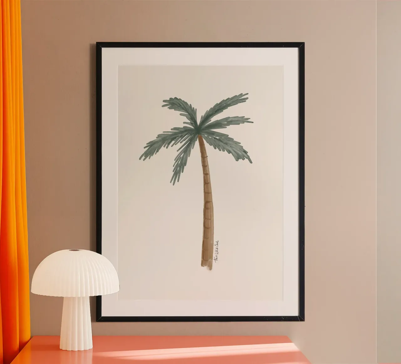 Illustrazione acquerello minimalista di palma boho costiera poster con telaio in plastica da This Wild Soul - Illustration