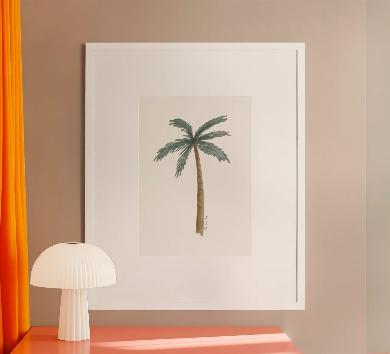 Illustrazione acquerello minimalista di palma boho costiera poster con telaio in plastica da This Wild Soul - Illustration