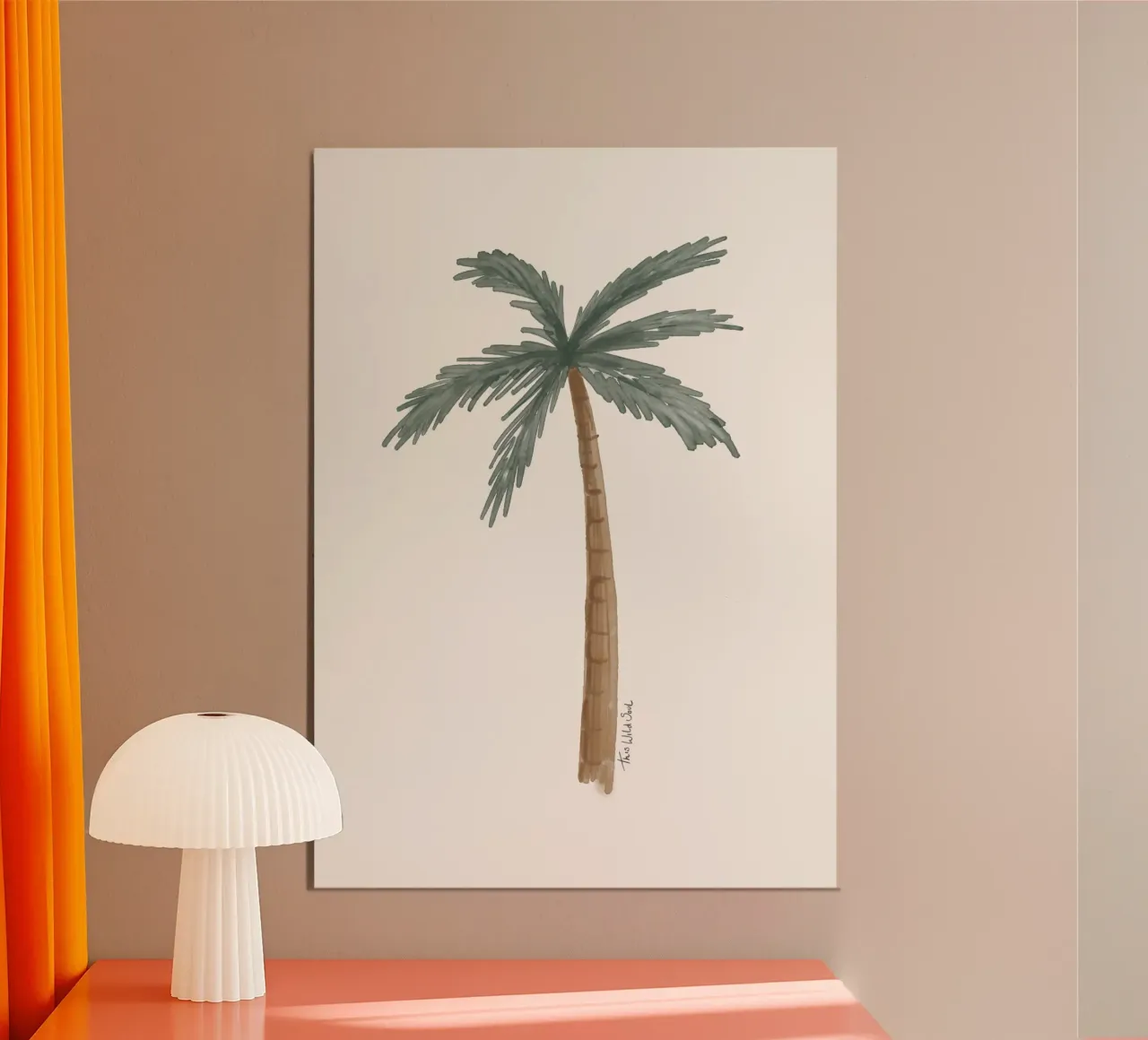Illustrazione acquerello minimalista di palma boho costiera poster con telaio in plastica da This Wild Soul - Illustration