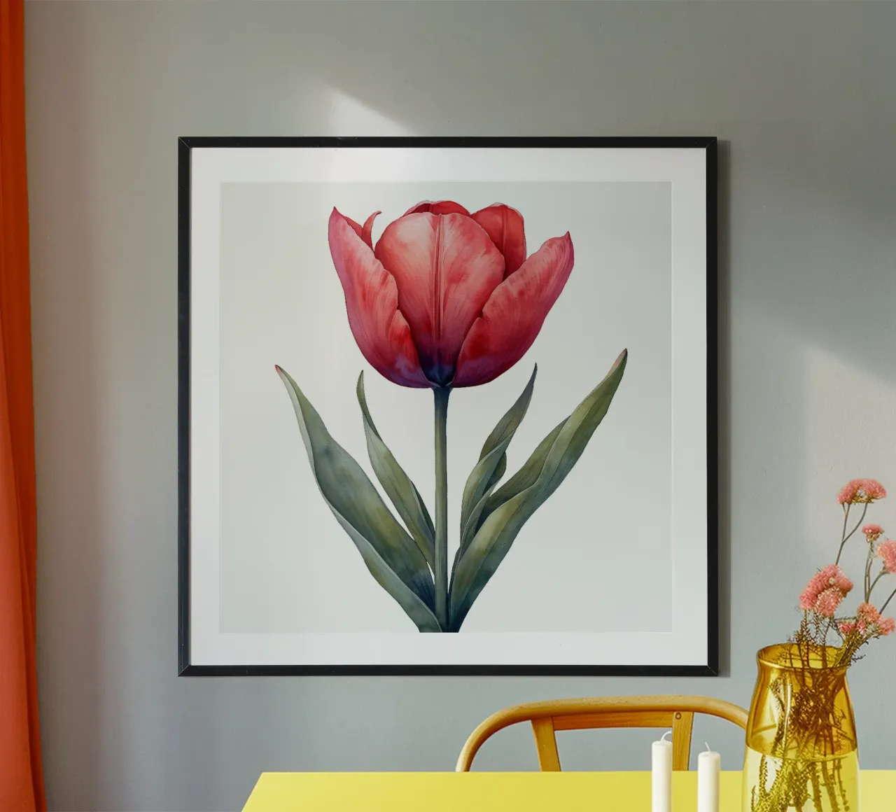 Fiore di tulipano poster con telaio in legno da Bold Blooms