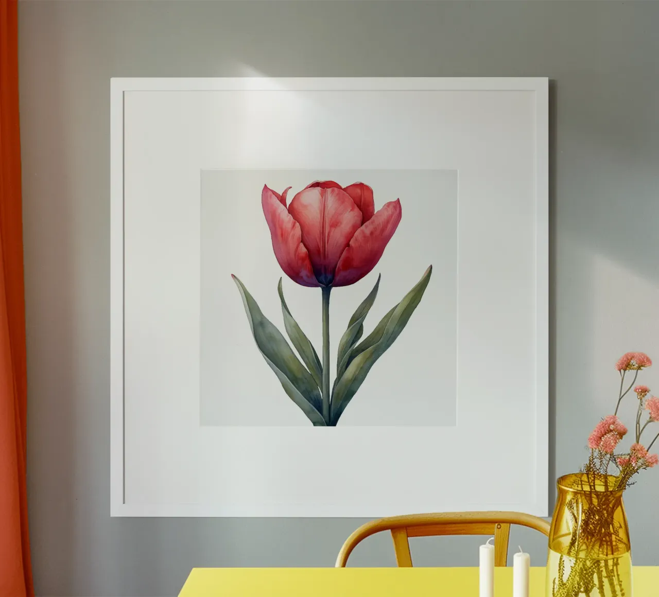 Fiore di tulipano poster con telaio in legno da Bold Blooms