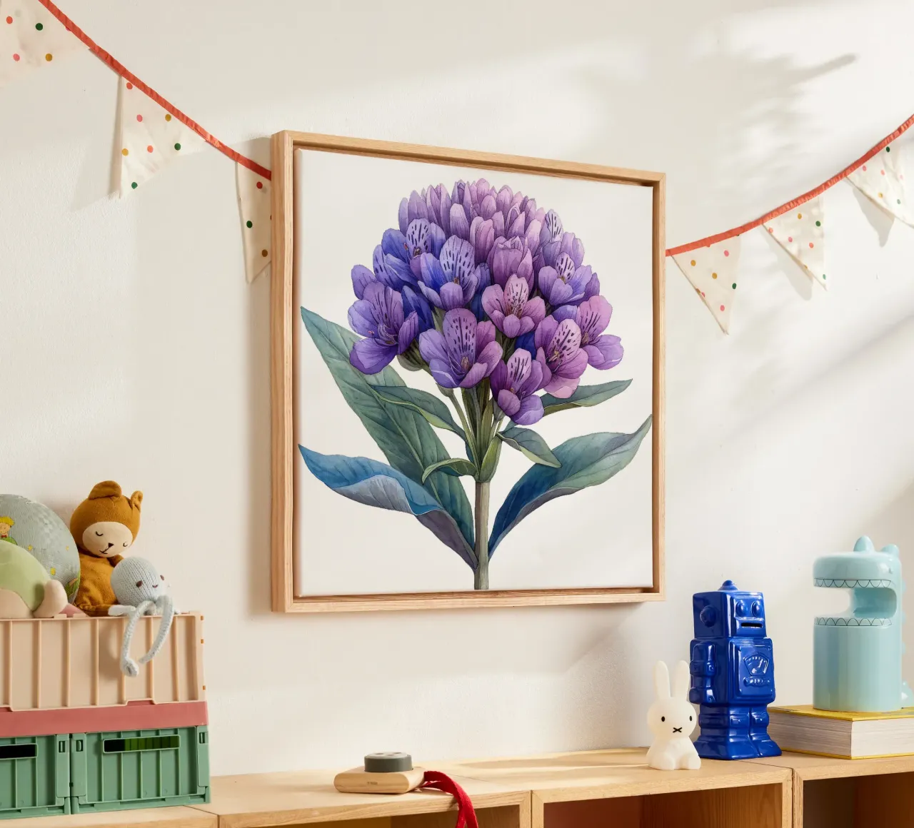 Valerian Flower canvas with Floater frame by Bold Blooms