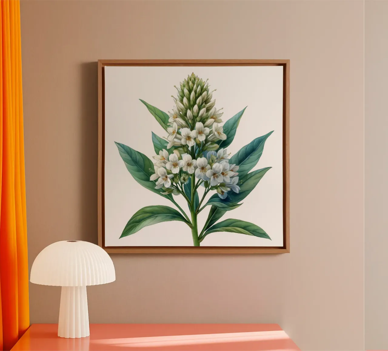 Baldrianblüte Leinwand mit Schattenfugenrahmen von Bold Blooms