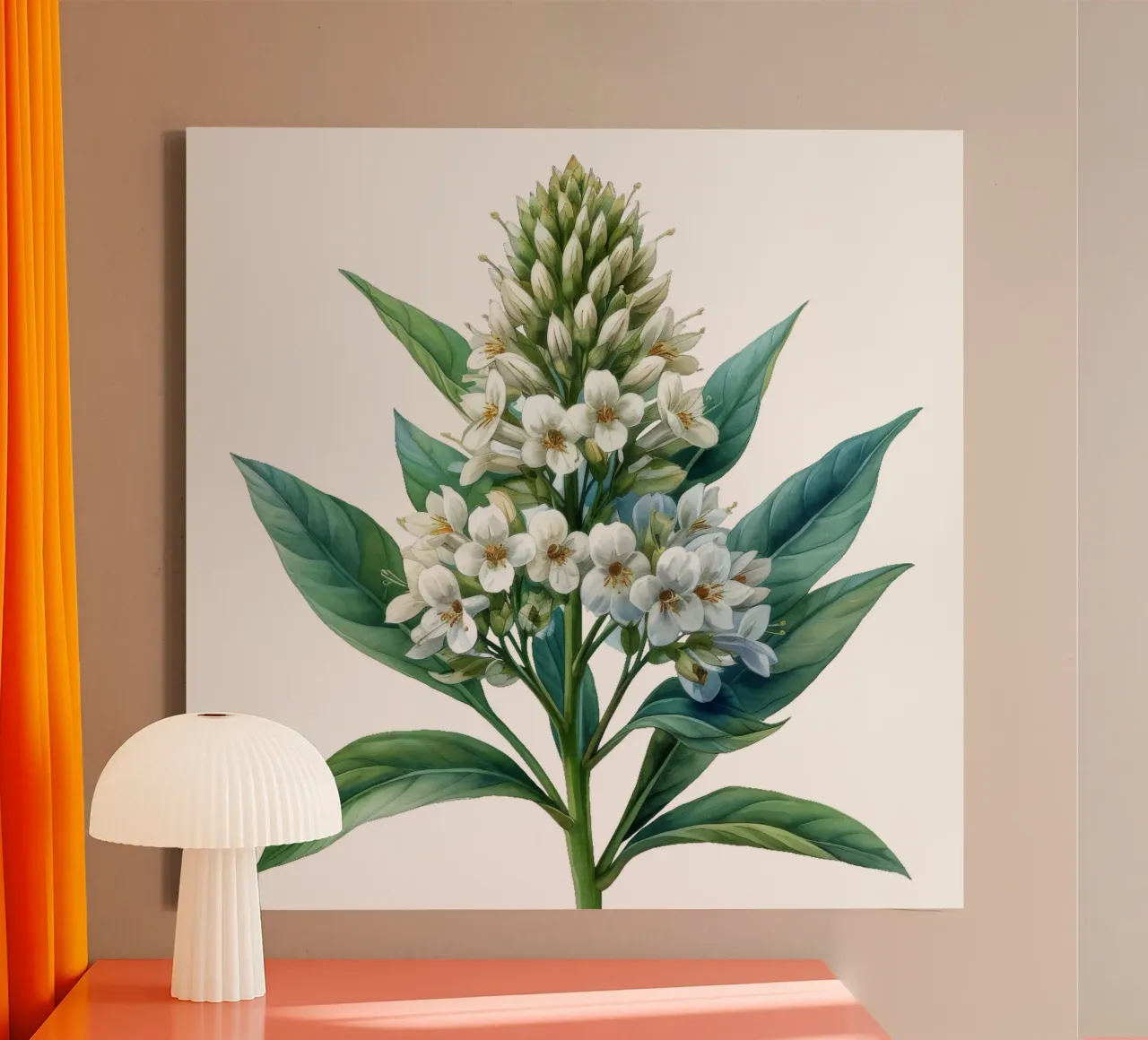 Baldrianblüte Leinwand mit Schattenfugenrahmen von Bold Blooms