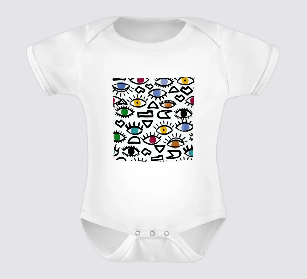 Geometric Eyes Kurzarm Babybody von Farina Kuklinski
