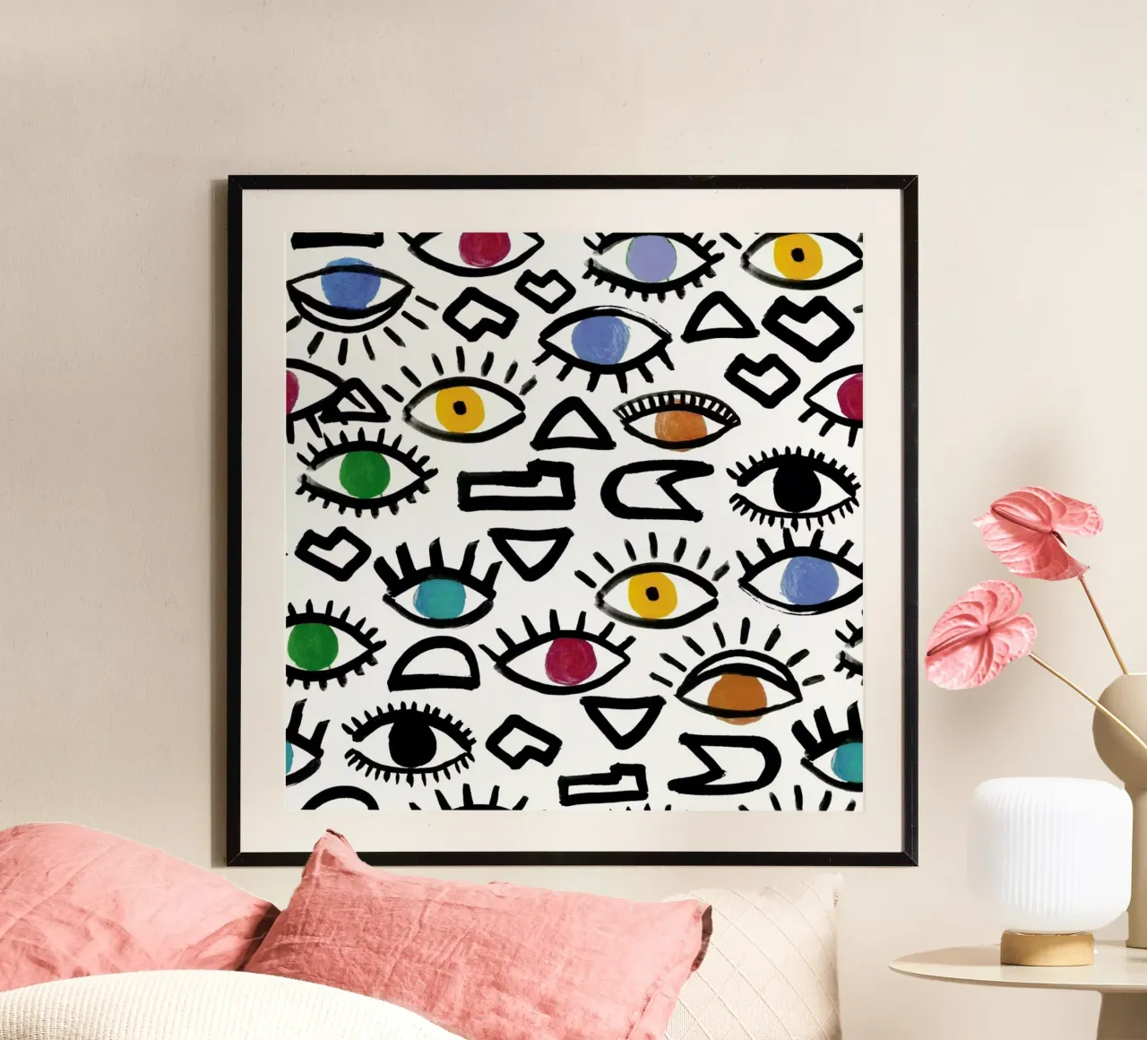 Geometric Eyes poster con telaio in plastica da Farina Kuklinski
