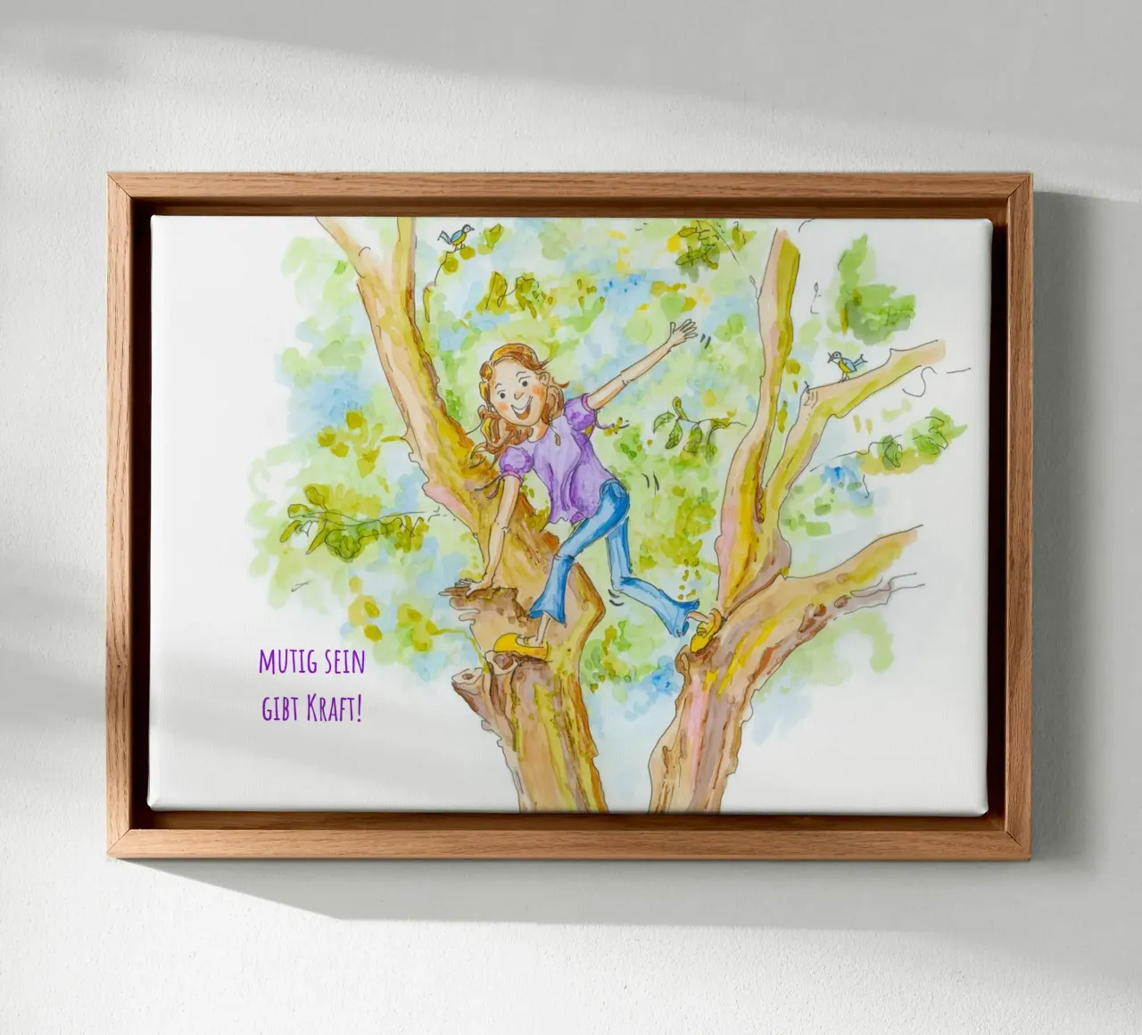 Being courageous gives you strength canvas with Floater frame by MutMalerin