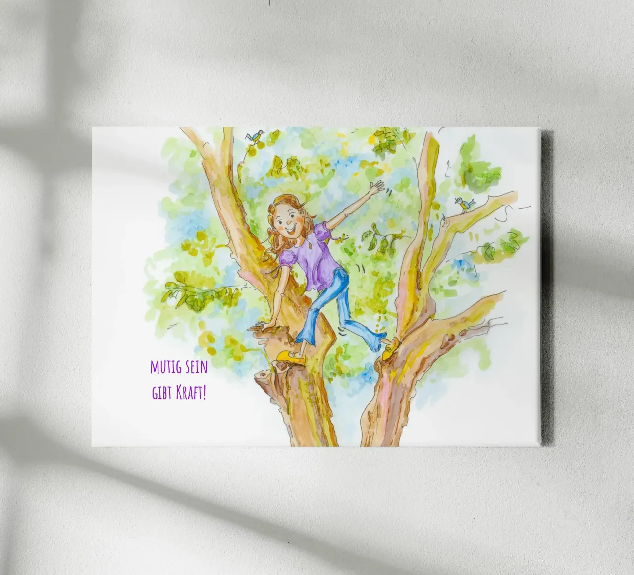 Being courageous gives you strength canvas with Floater frame by MutMalerin
