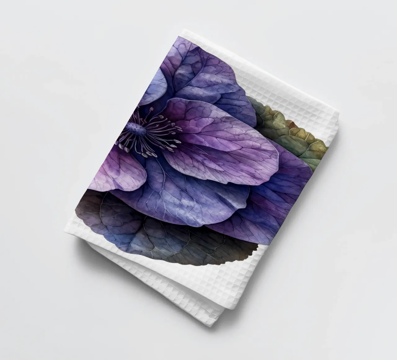 Violet Flower tea towel by Bold Blooms