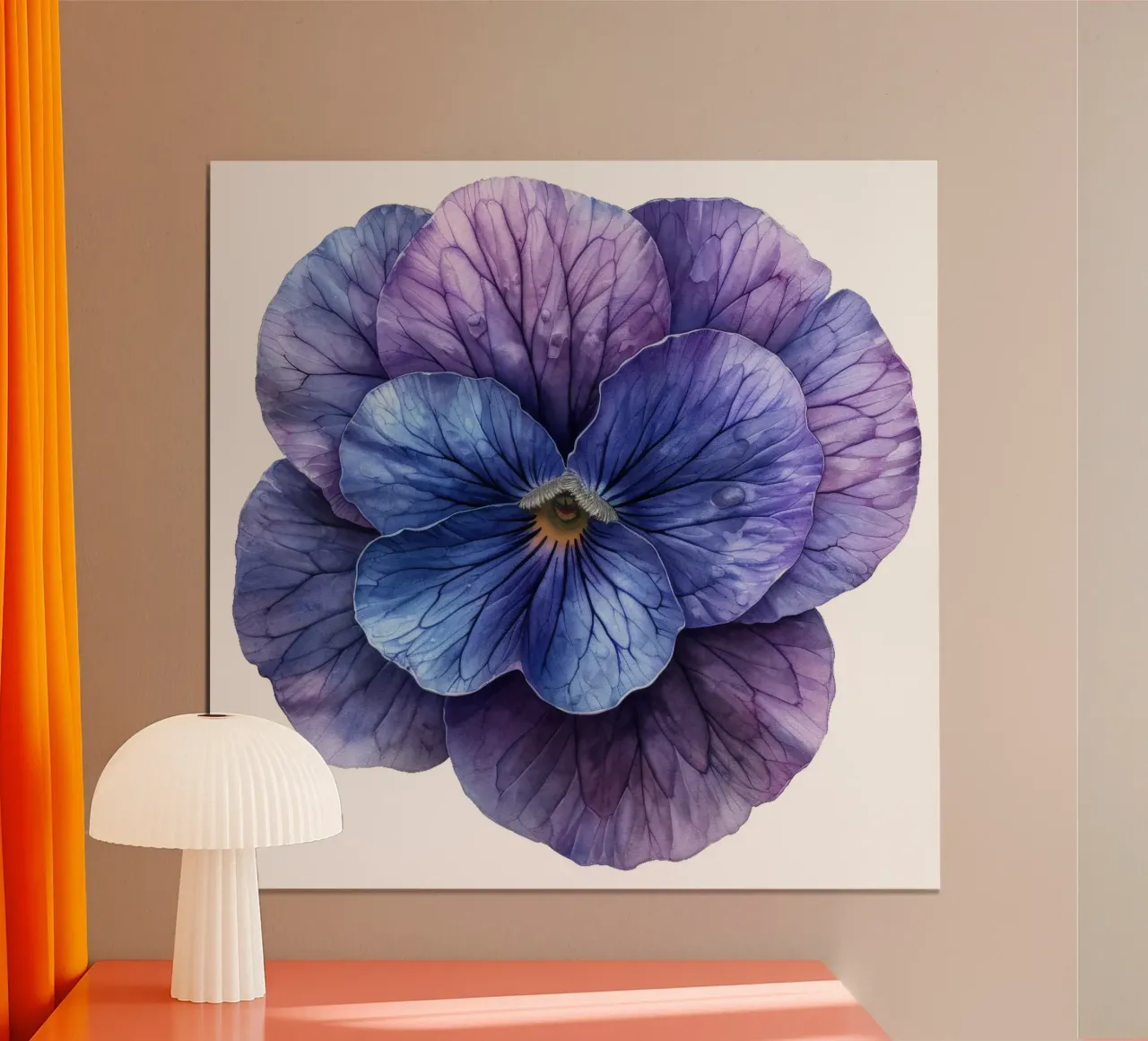 Fiore viola poster con telaio in legno da Bold Blooms