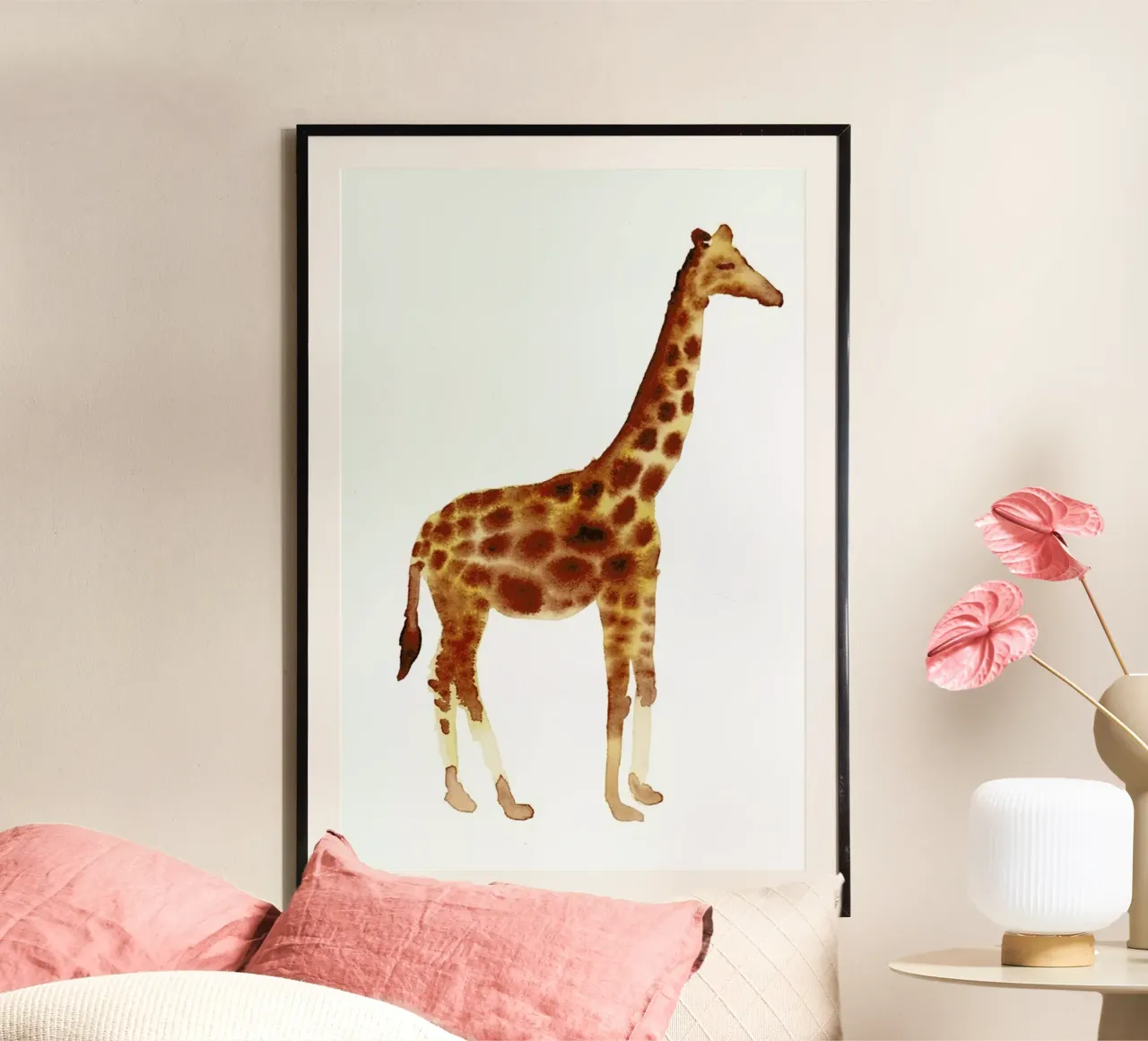 Giraffe poster con telaio in legno da Farina Kuklinski