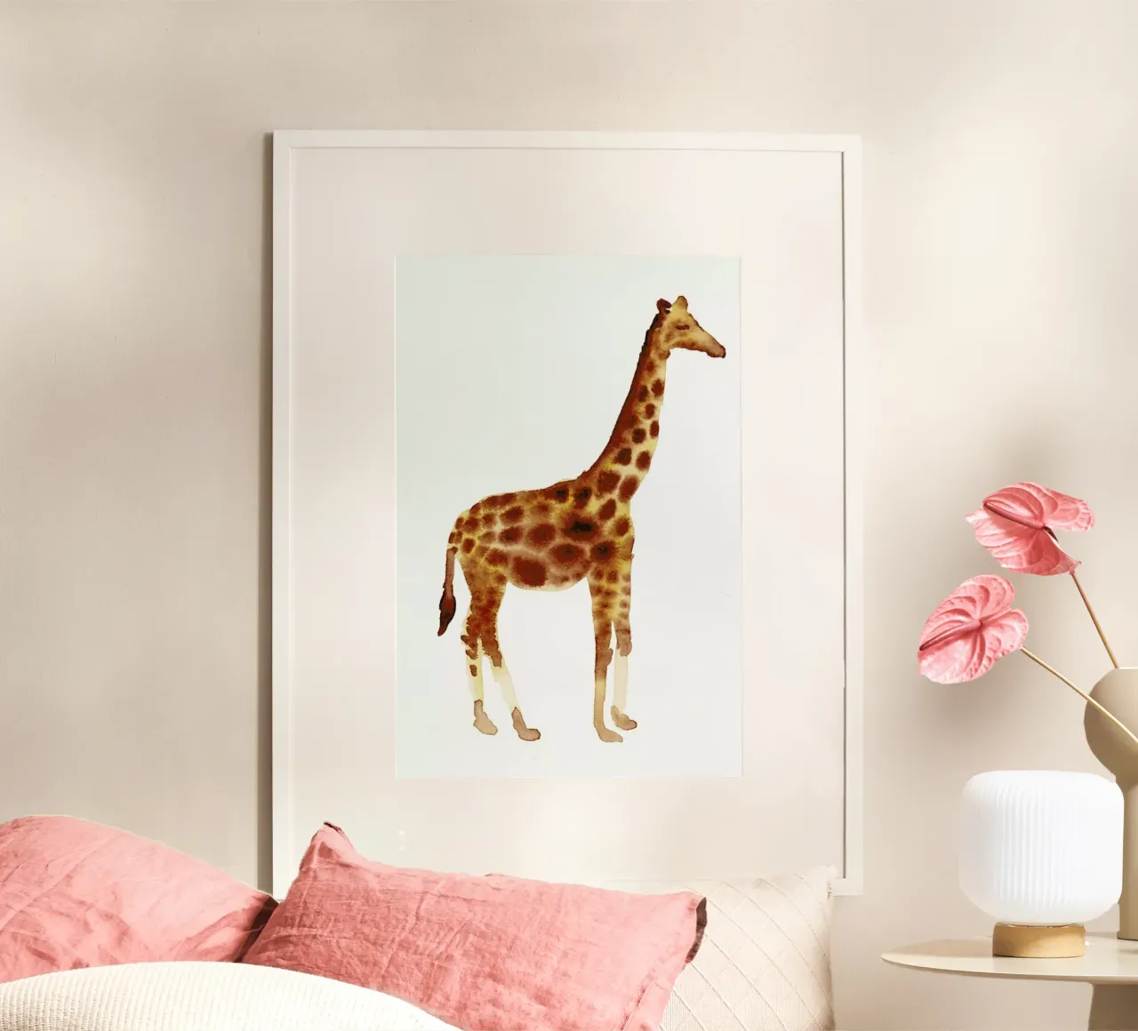 Giraffe poster con telaio in legno da Farina Kuklinski