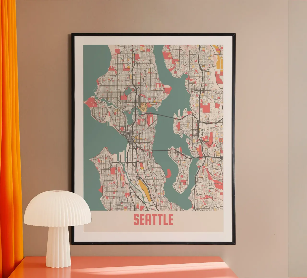 SEATTLE poster con telaio in alluminio da Travelstudio