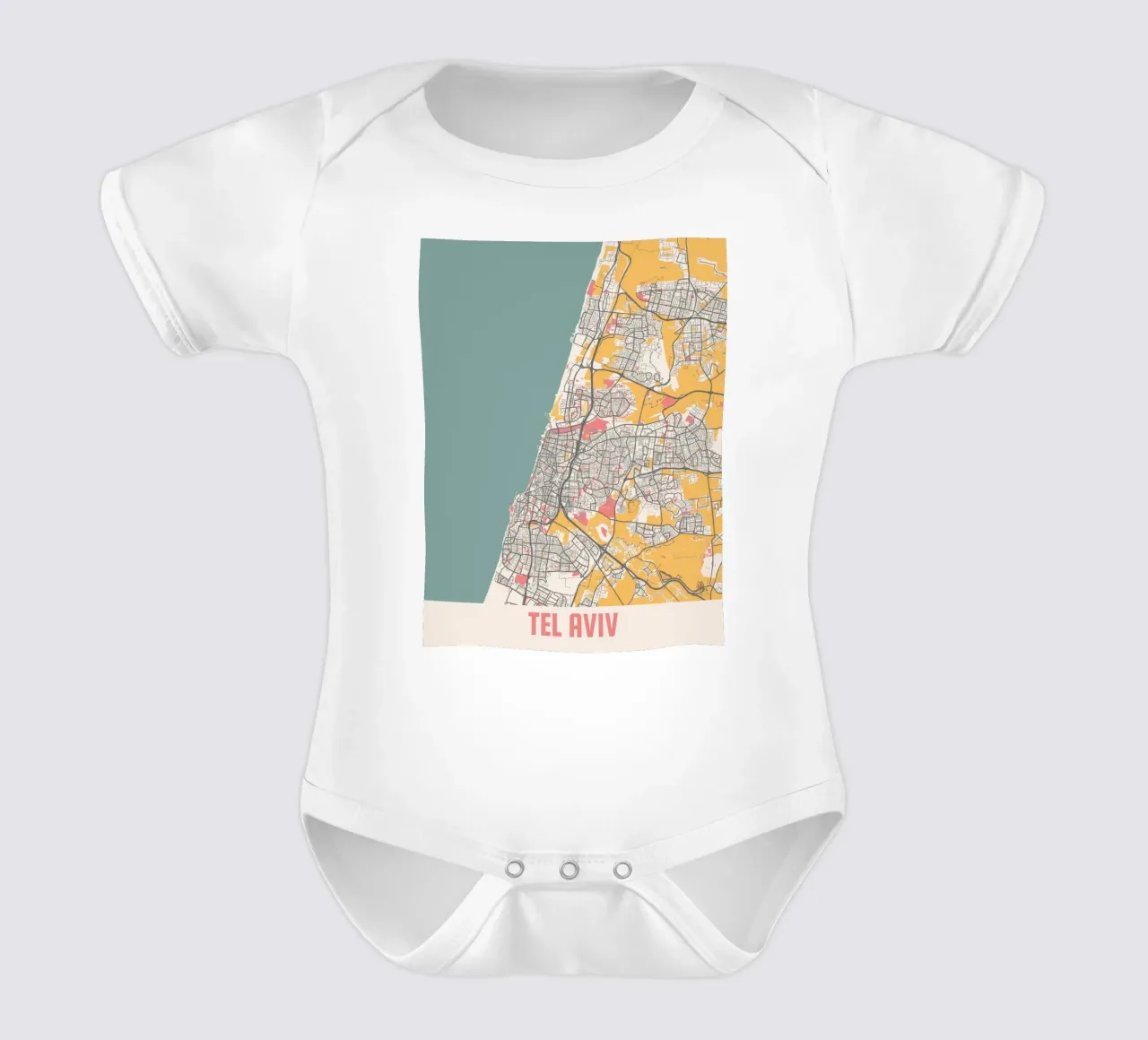 TEL AVIV body neonato maniche corte da Travelstudio