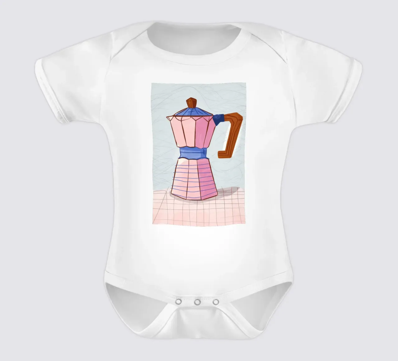 Coffee Elegance short-sleeve baby romper by Seren Liodra