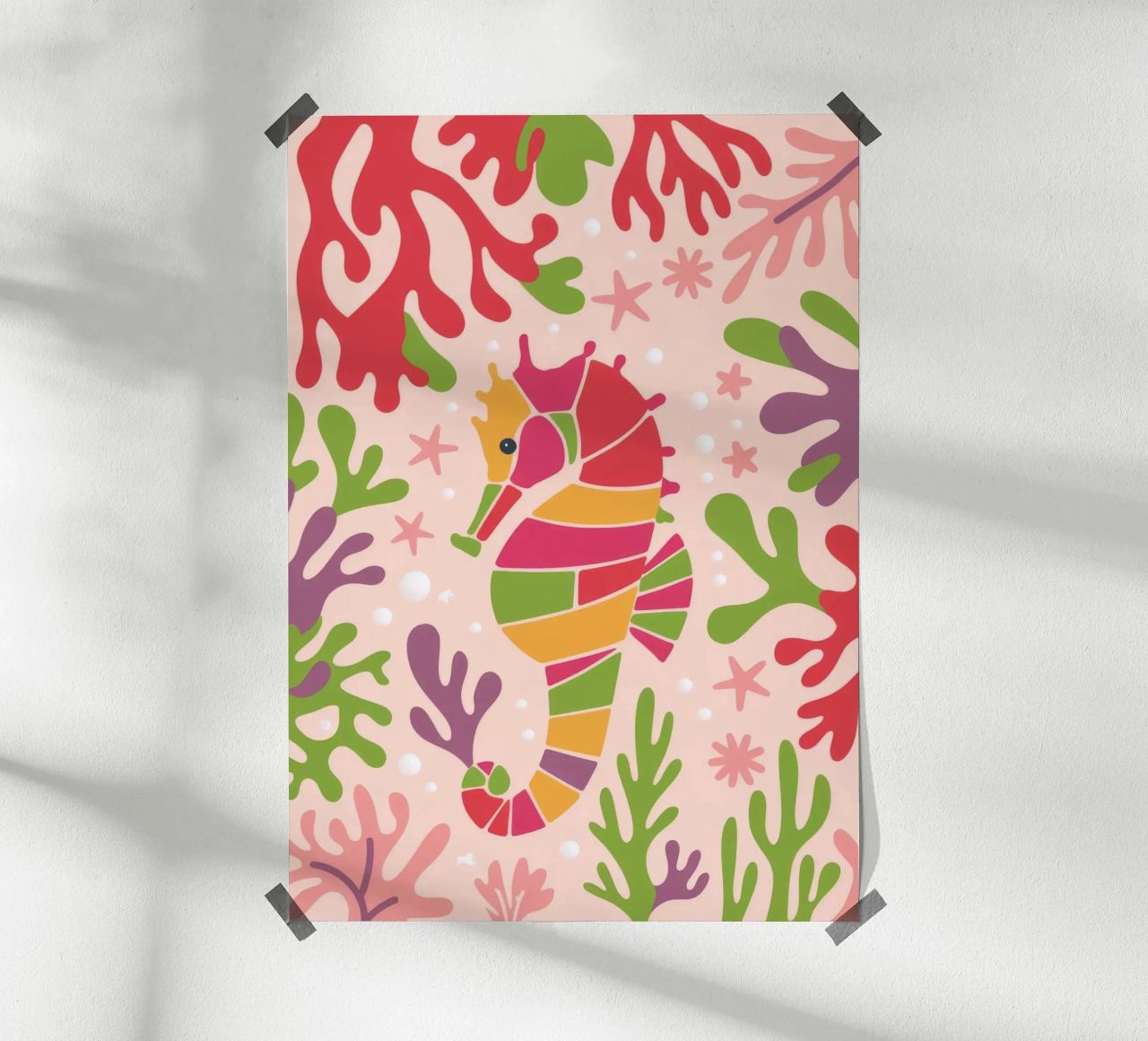 Coral Seahorse poster by Seren Liodra
