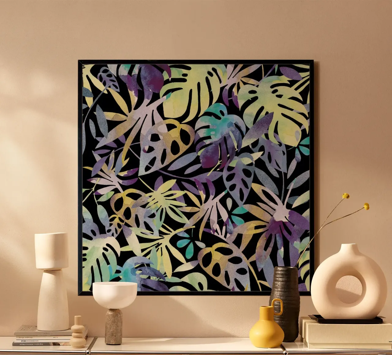 Jungle Leaves Dark poster con telaio in plastica da Farina Kuklinski