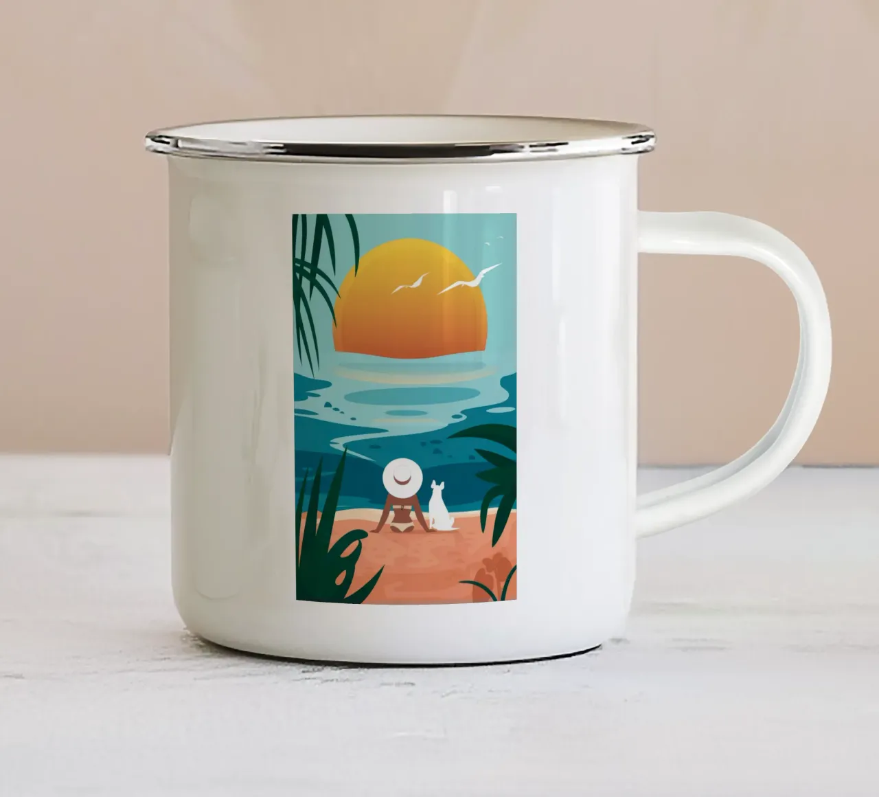 Compagni di tramonto tazza in smalto da Seren Liodra