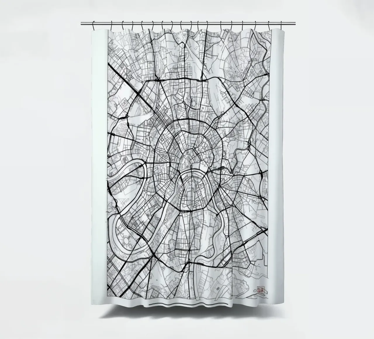 Moscow Minimal shower curtain by Hubert Roguski