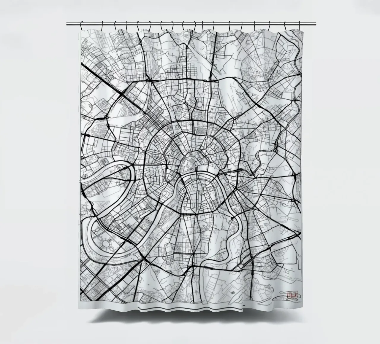 Moscow Minimal shower curtain by Hubert Roguski