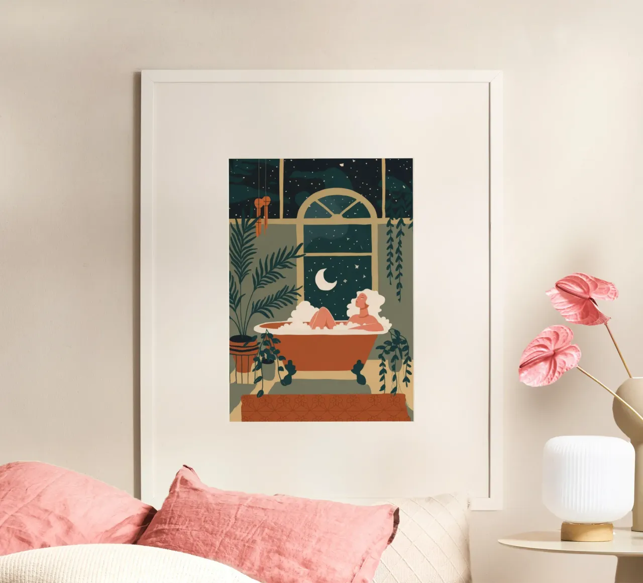 Relax al chiaro di luna poster con telaio in alluminio da Seren Liodra