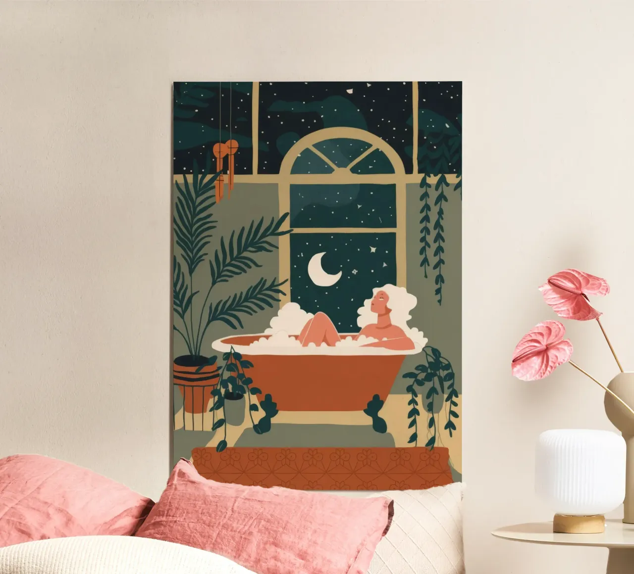 Relax al chiaro di luna poster con telaio in alluminio da Seren Liodra