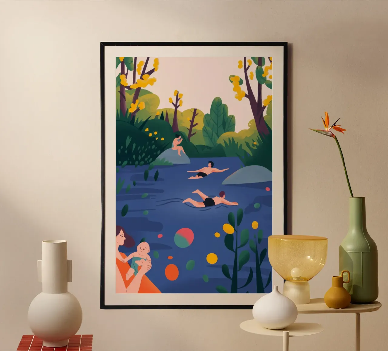 Beatitudine lacustre poster con telaio in alluminio da Seren Liodra