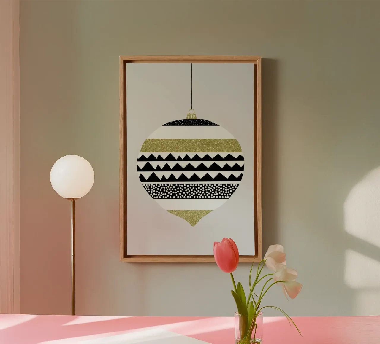 Weihnachtskugel No. 3 canvas met Baklijst van typealive