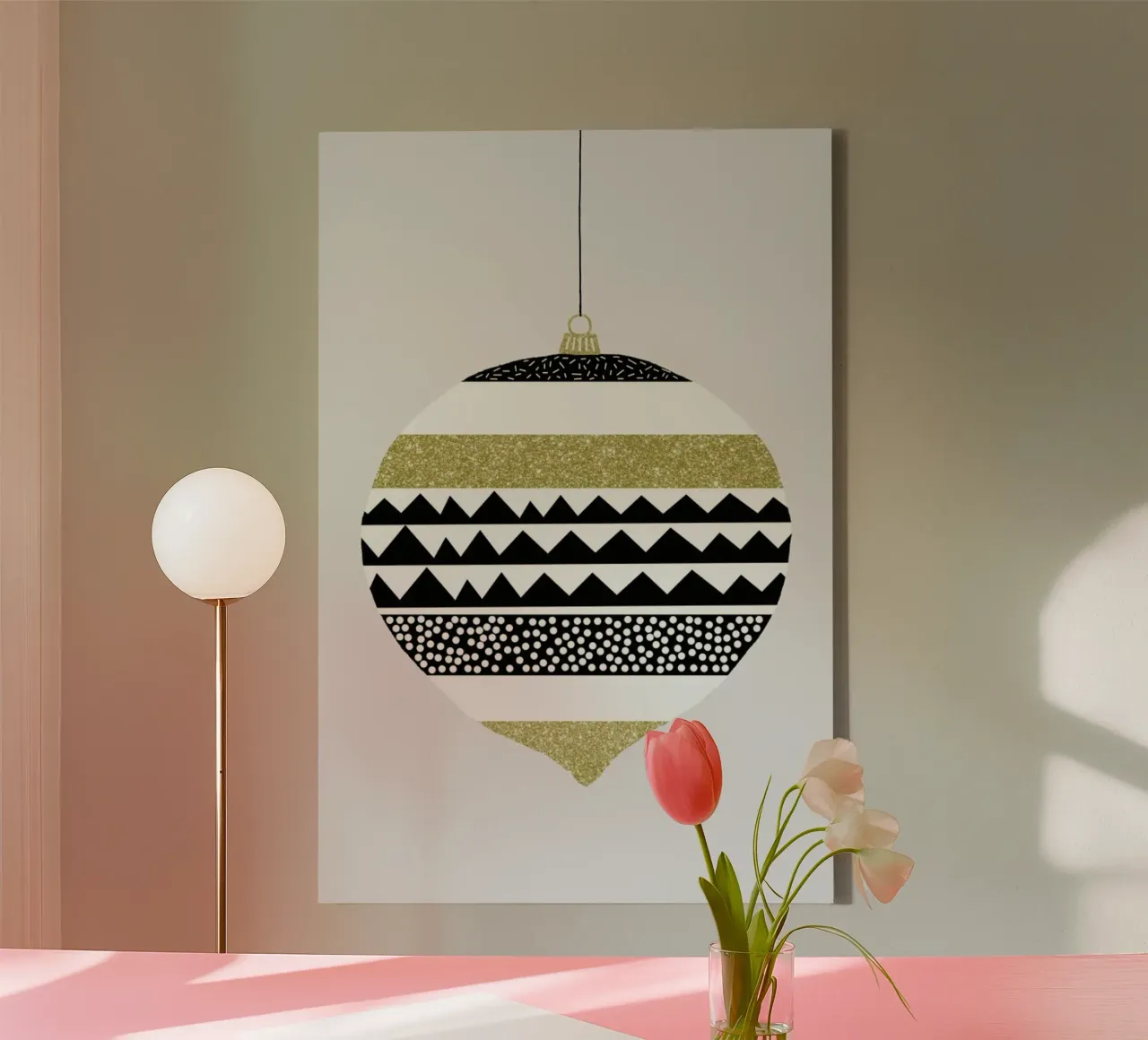 Weihnachtskugel No. 3 canvas met Baklijst van typealive