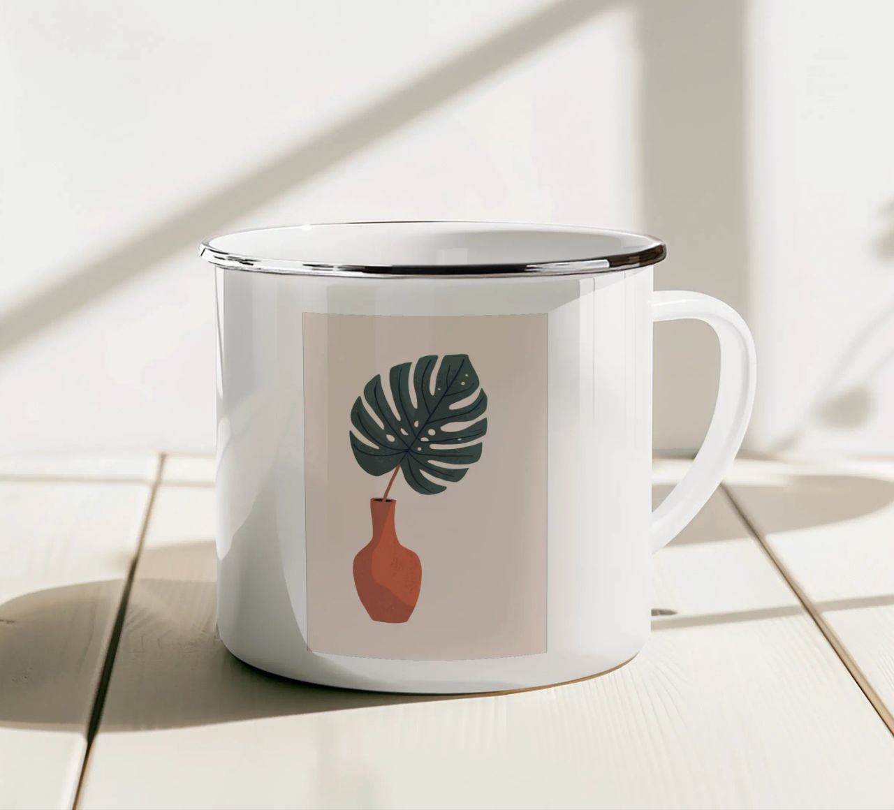 Vaso Monstera tazza in smalto da Seren Liodra