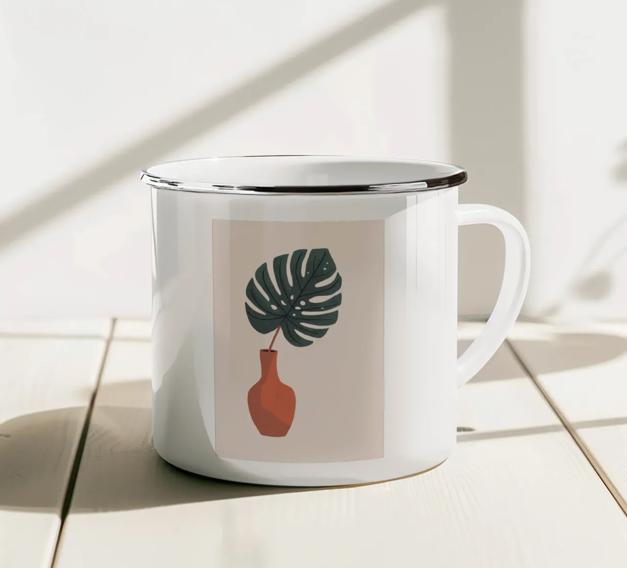 Vaso Monstera tazza in smalto da Seren Liodra