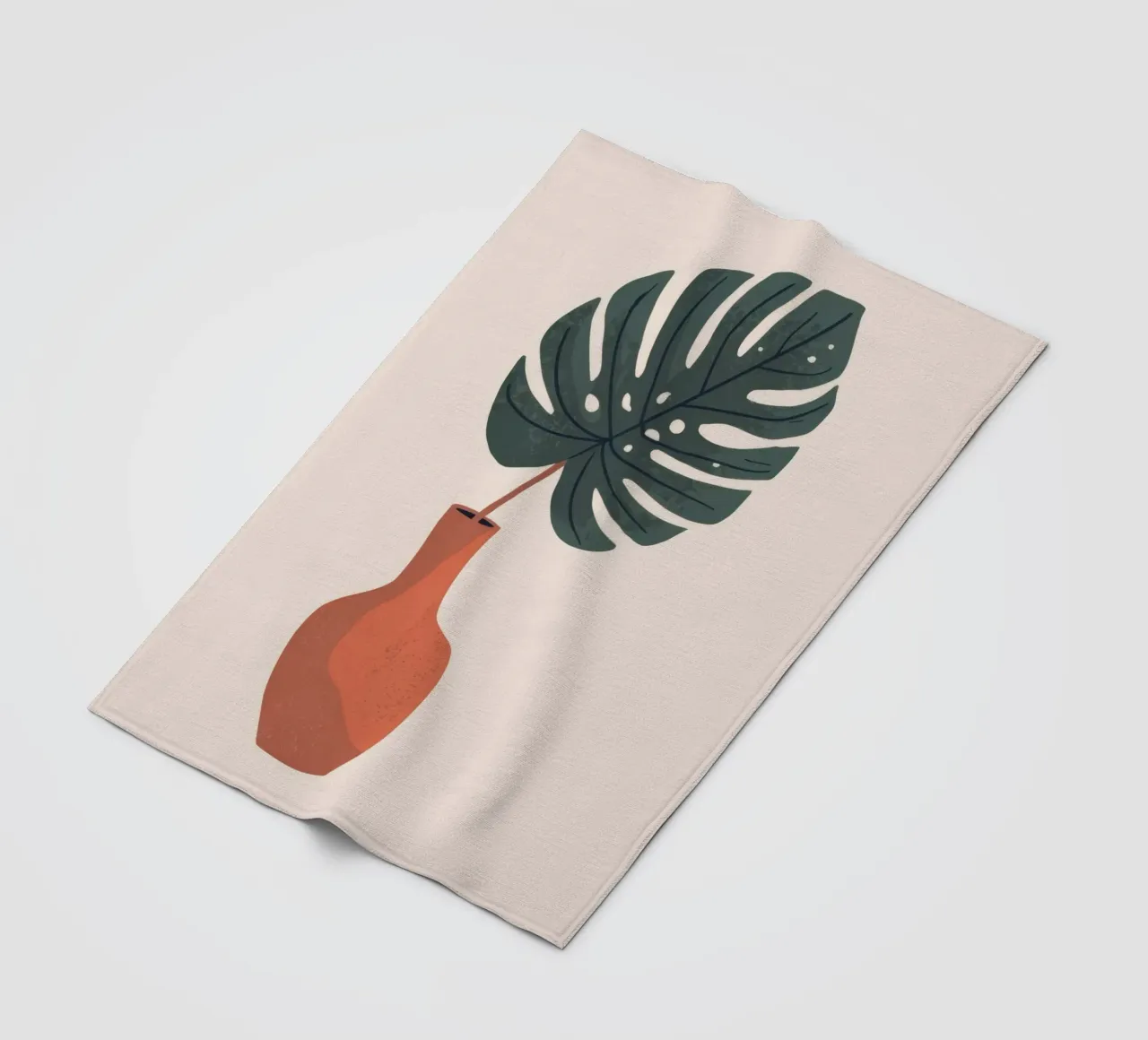 Monstera Vase fleece blanket by Seren Liodra