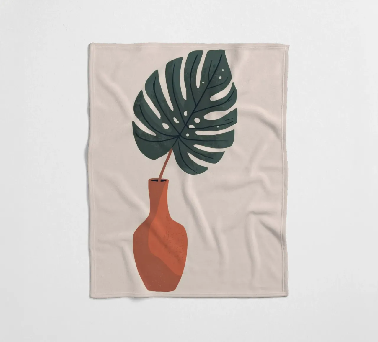 Monstera Vase fleece blanket by Seren Liodra
