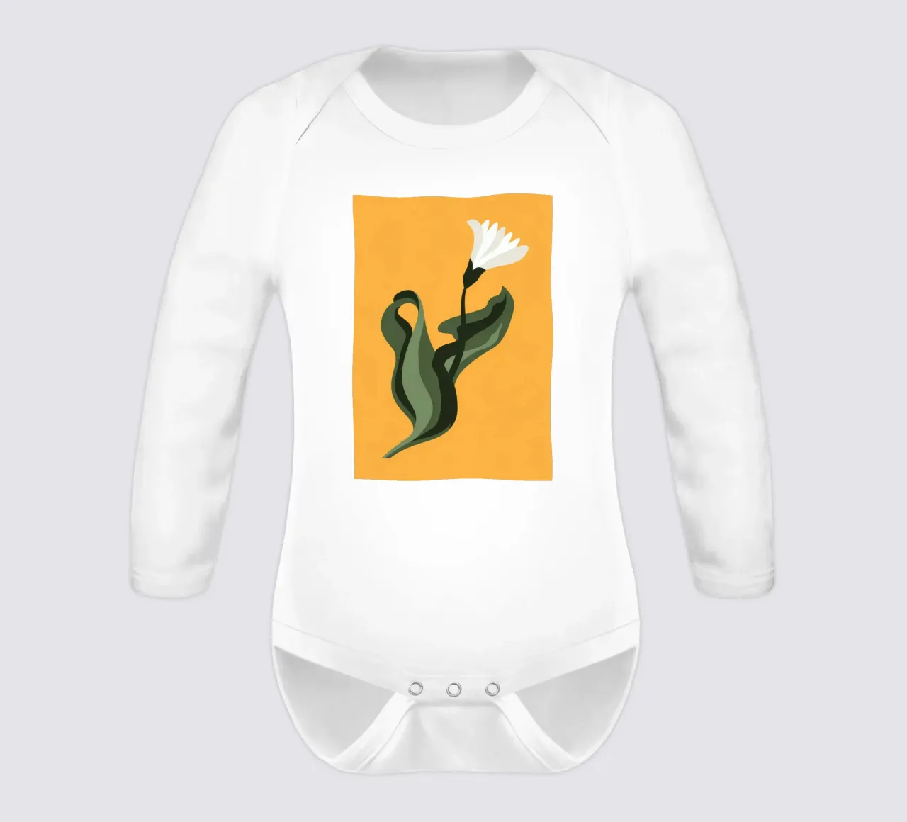 Golden Blossom long-sleeve baby romper by Seren Liodra