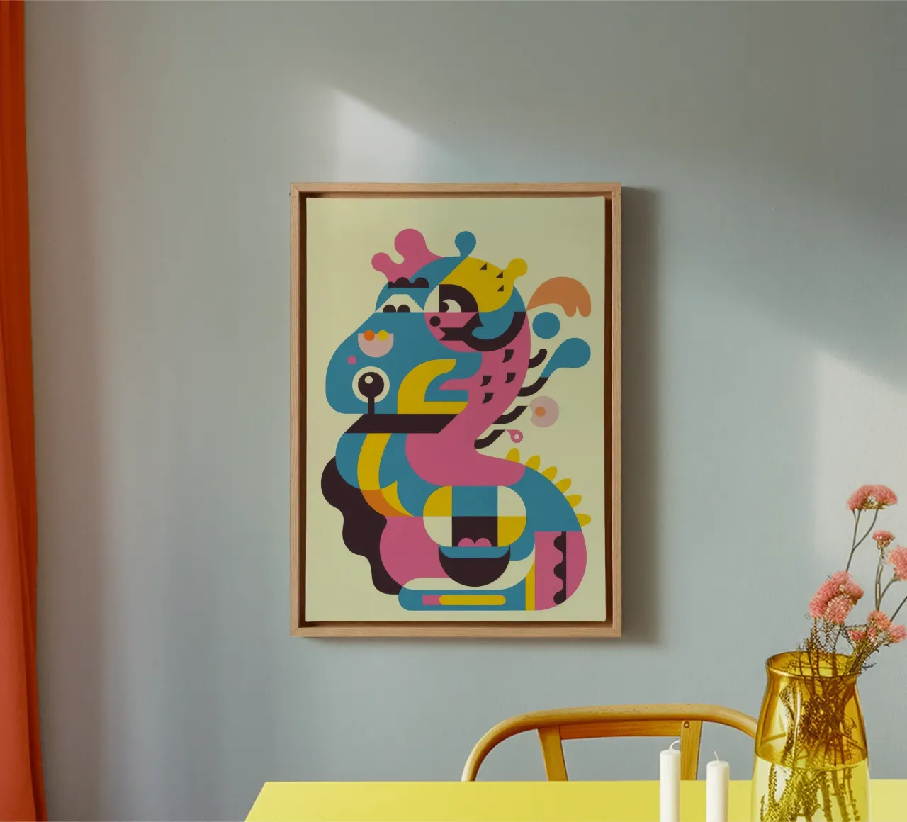 Abstract Draakje canvas met Baklijst van Seren Liodra