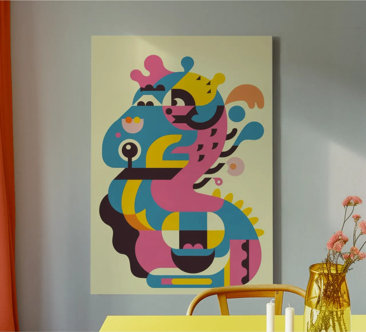 Abstract Draakje canvas met Baklijst van Seren Liodra