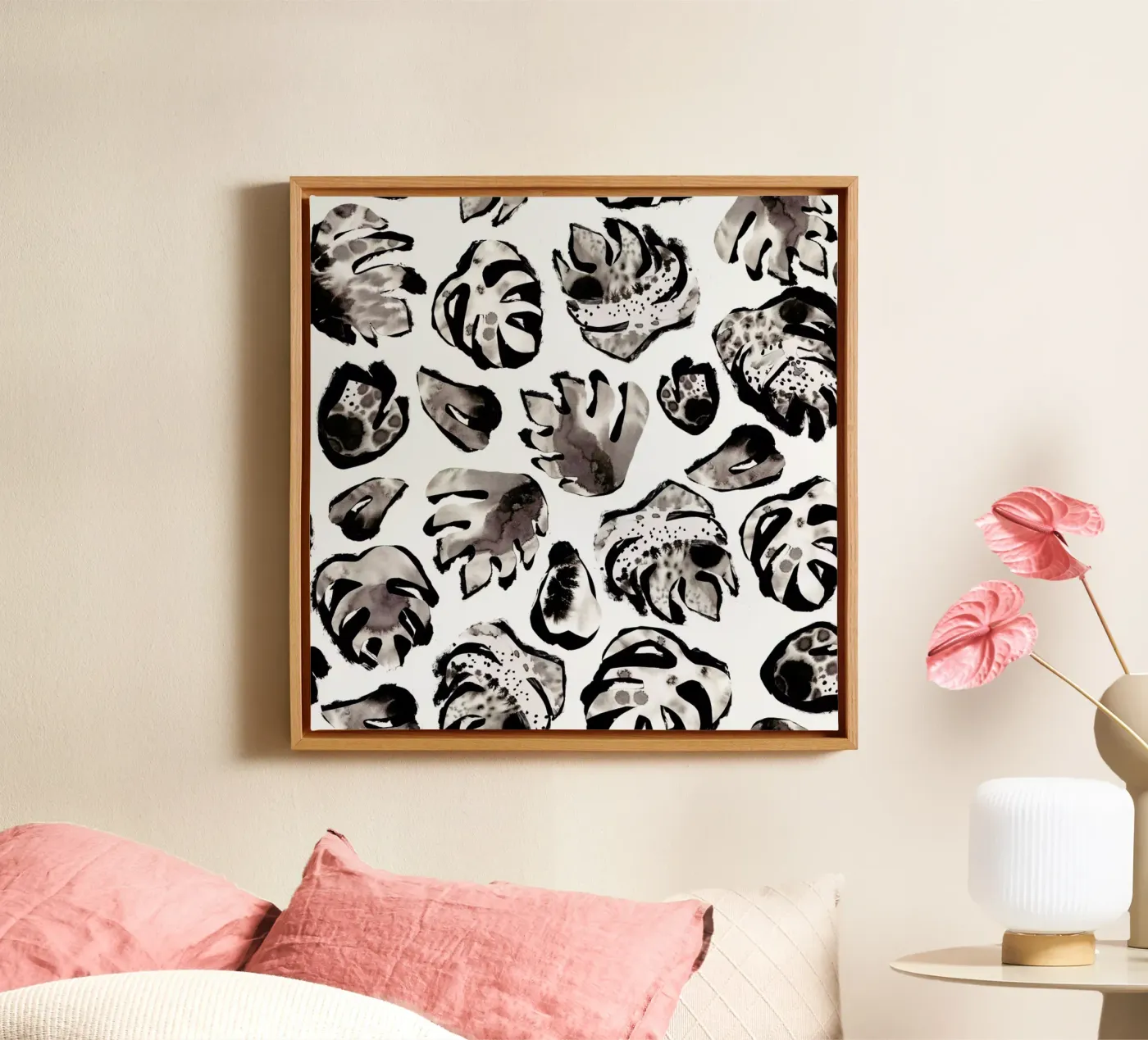 Monstera Ink tela da Farina Kuklinski