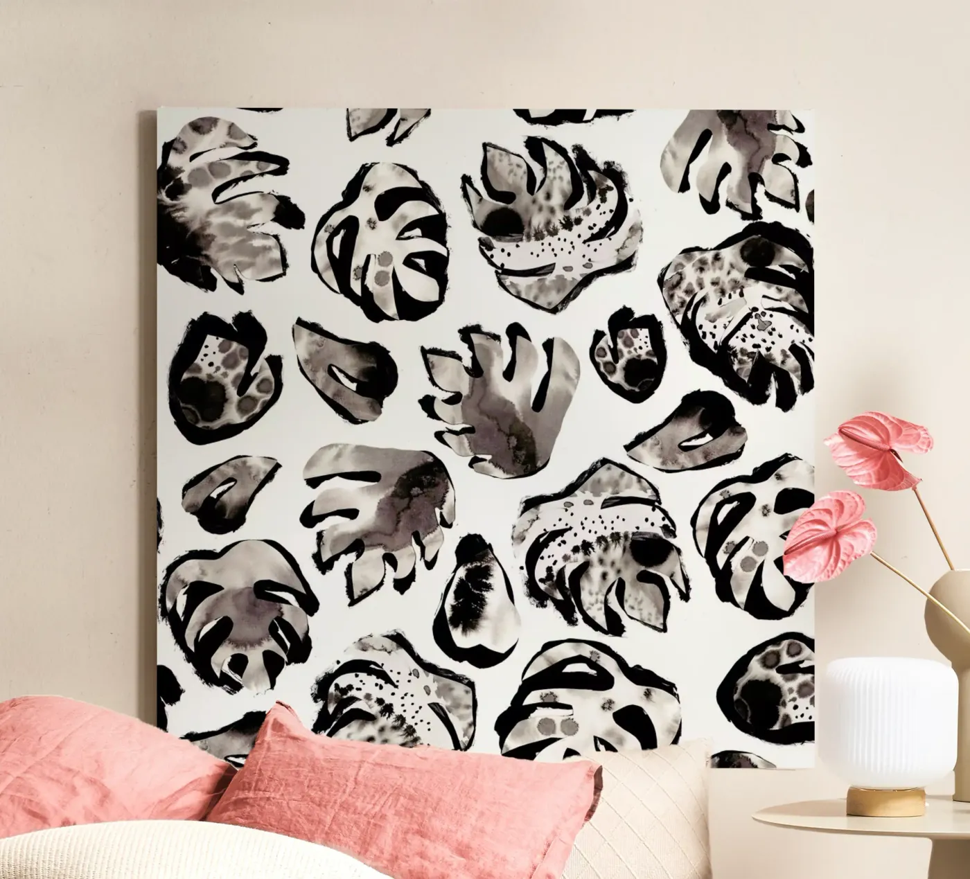 Monstera Ink tela da Farina Kuklinski