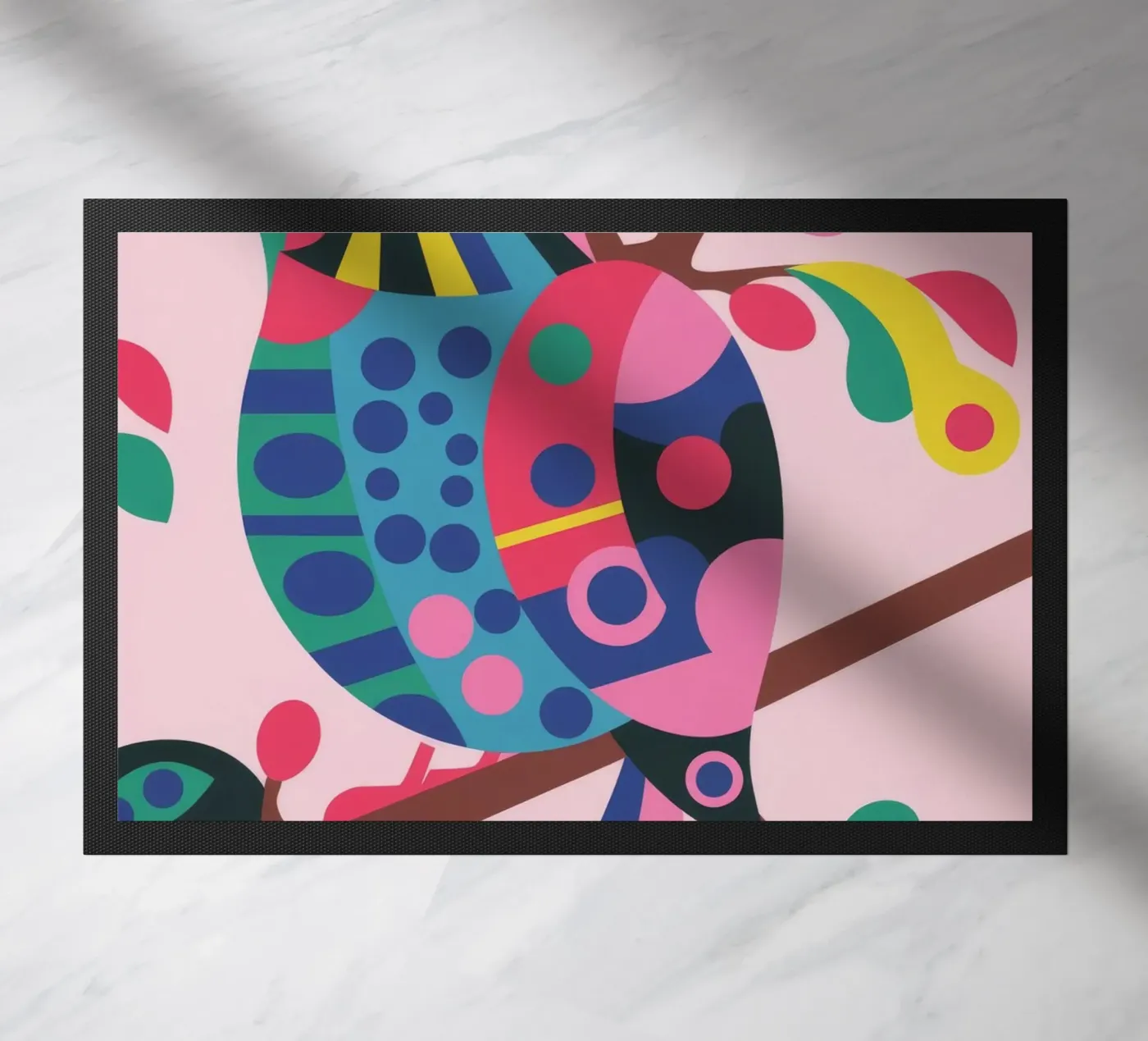 Vibrant Bird doormat by Seren Liodra