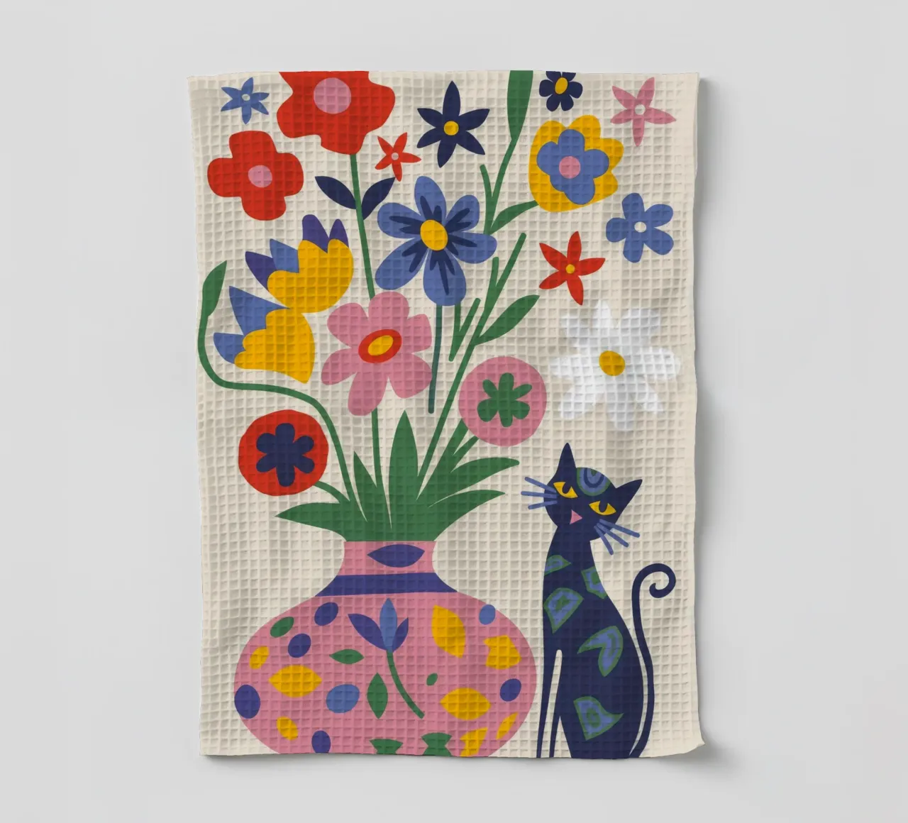 Gatto floreale canovaccio da cucina da Seren Liodra
