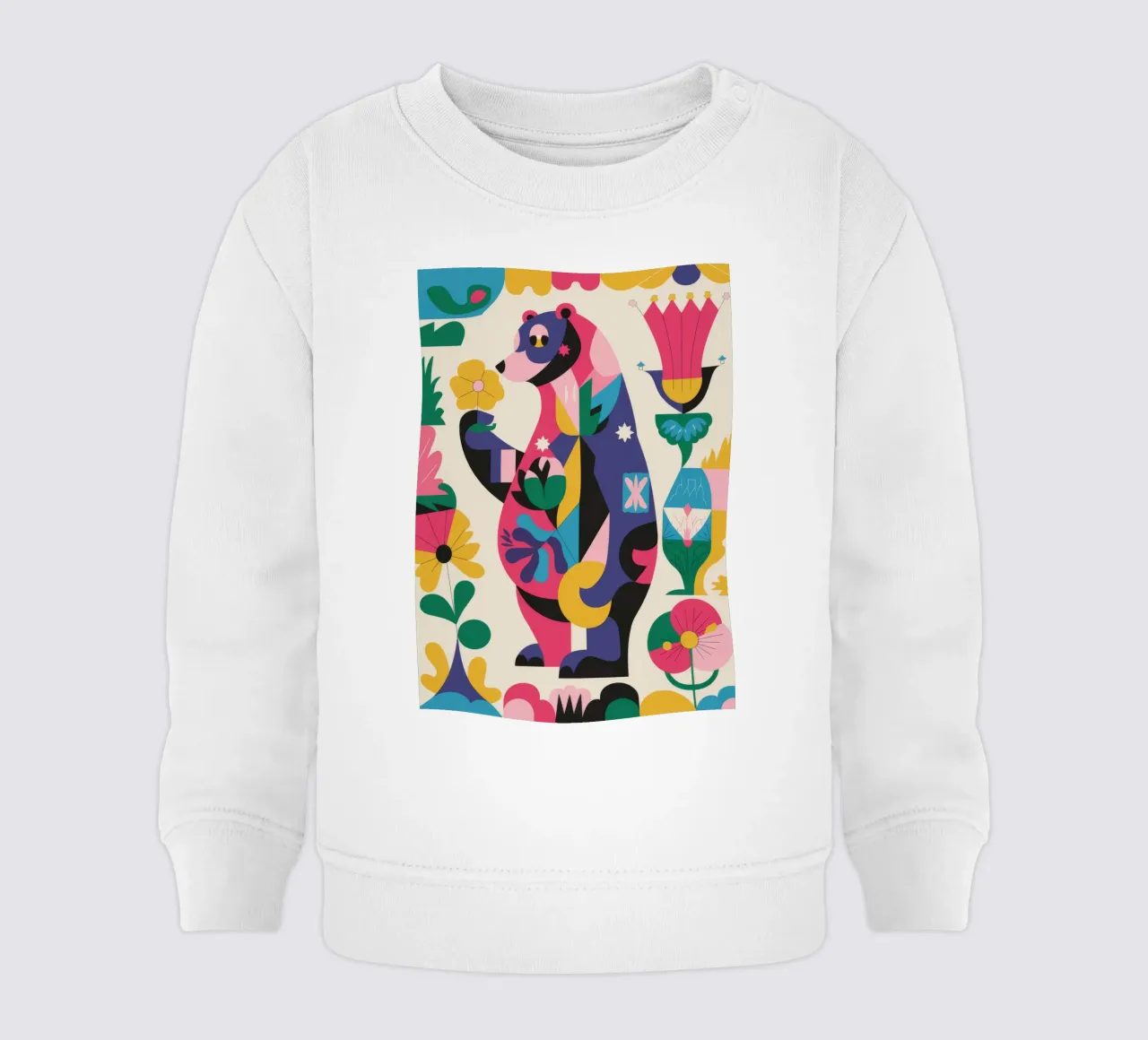 Orso e fiori felpa neonato da Seren Liodra