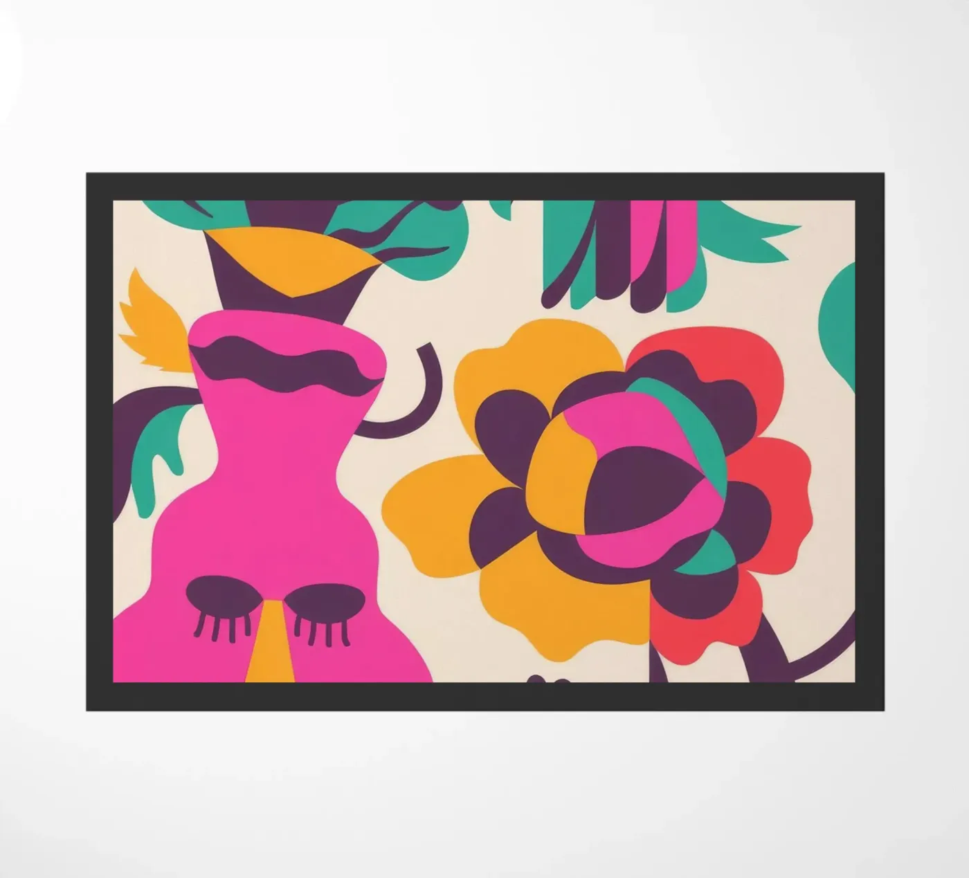 Gesichter und Vögel Fußmatte von Seren Liodra