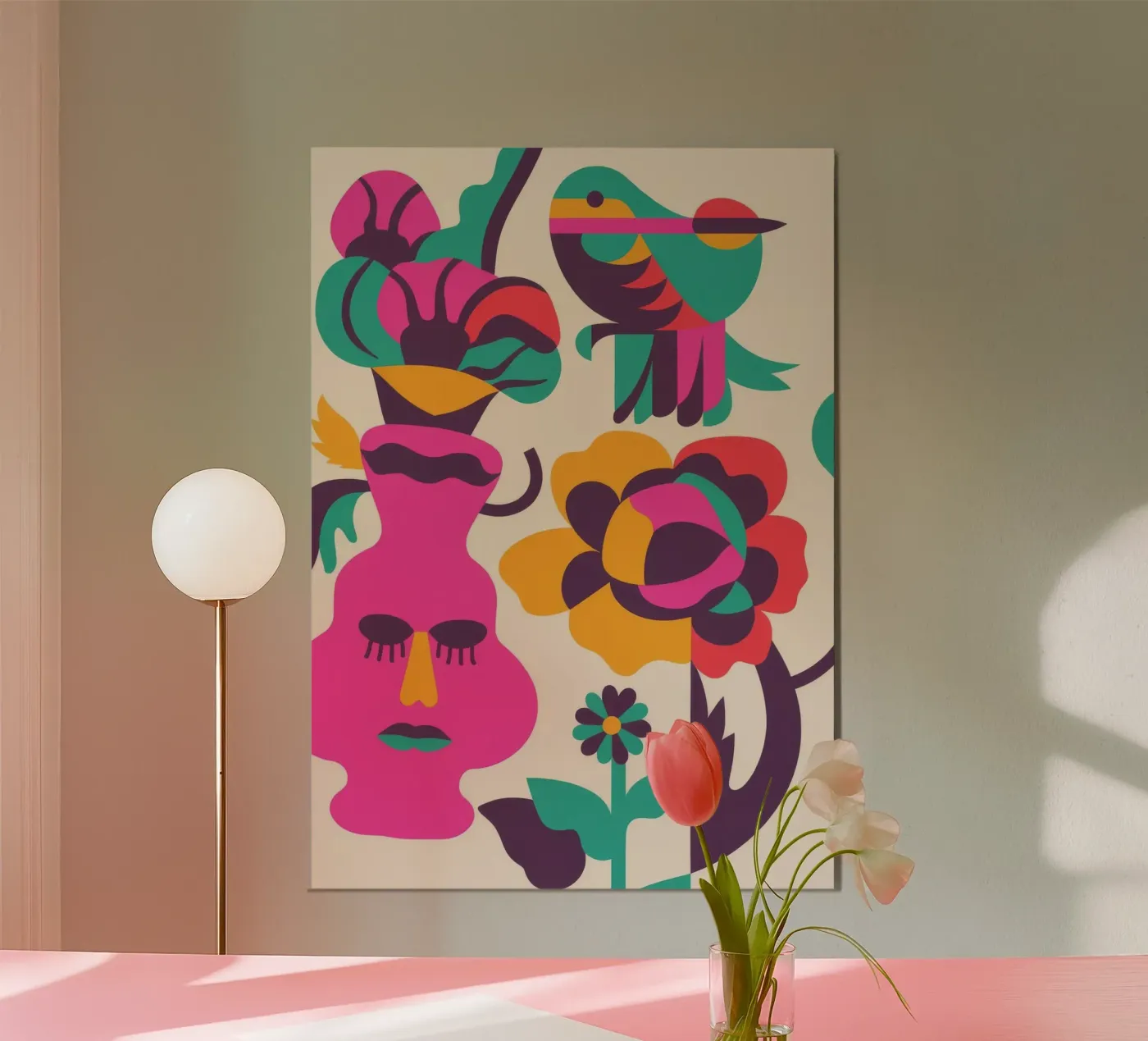 Faces and Birds alluminio dibond da Seren Liodra