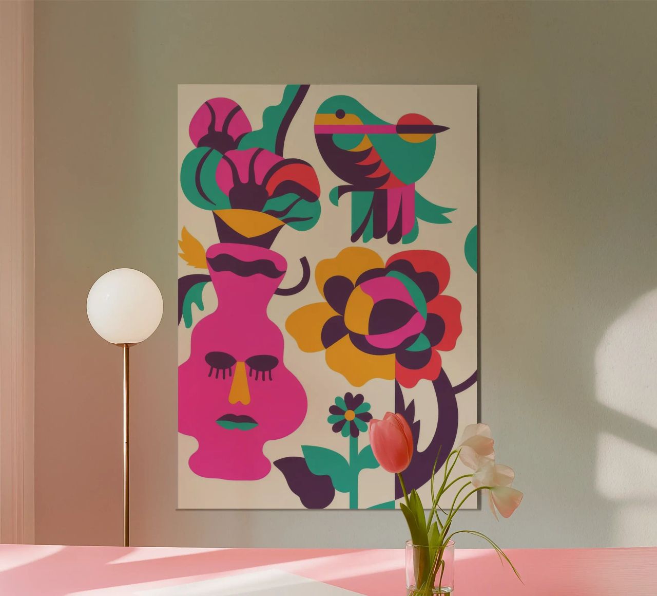 Volti e uccelli poster da Seren Liodra
