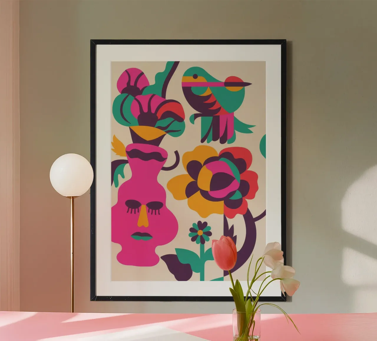 Volti e uccelli poster da Seren Liodra